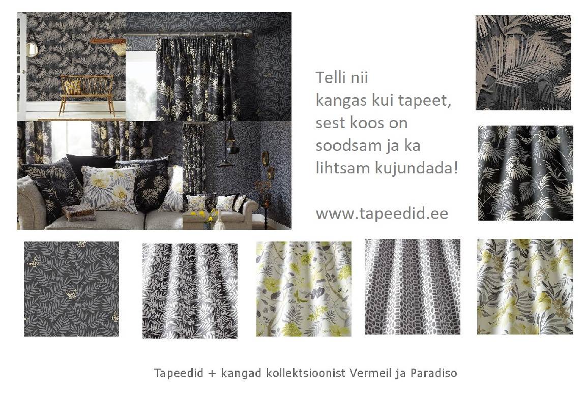 Vaata ideid, kuidas hästi kokkusobitada tapeete ja kangaid. Tapeedistuudios kampaania! Vaata ideid, kuidas hästi kokkusobitada tapeete ja kangaid. Tapeedistuudios kampaania!