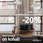 Sunorekis valik ruloosid, voldikkardinaid ja tekstiile -20%