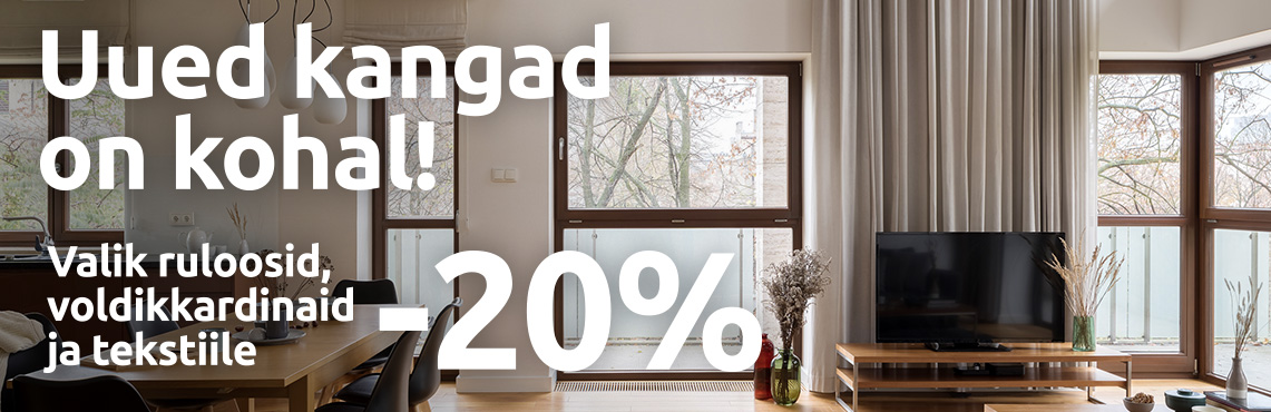 Sunorekis valik ruloosid, voldikkardinaid ja tekstiile -20% Sunorekis valik ruloosid, voldikkardinaid ja tekstiile -20%