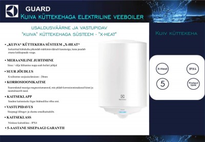 Electrolux Guard kaetud küttekehaga soojaveeboileri kirjeldus - 2