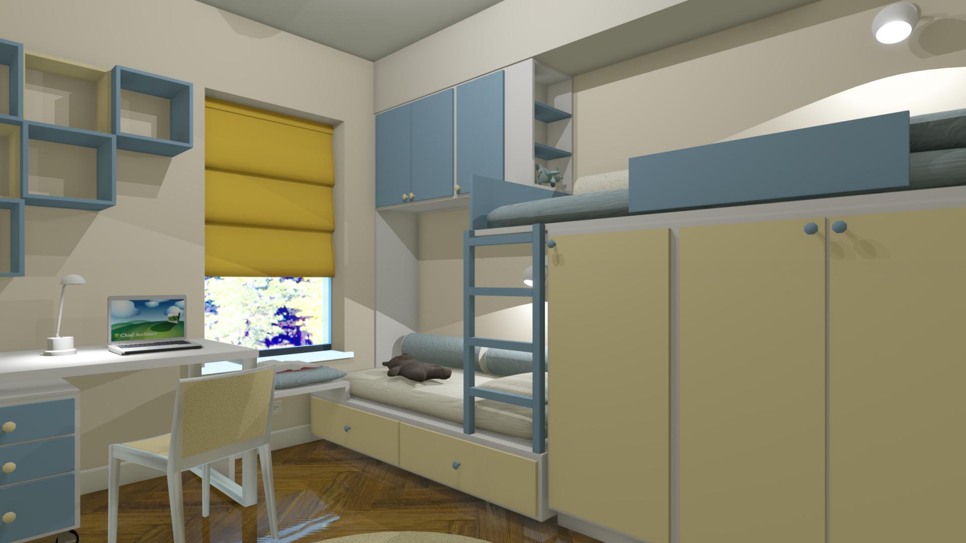 Väikese lastetoa sisustamine 3D-visualiseeringu abiga