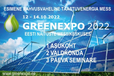Pilt 3 - Esimene rahvusvaheline taastuvenergia mess GREENEXPO 2022 Tallinnas Eesti Näituste messikeskuses 12. – 14. oktoobril.