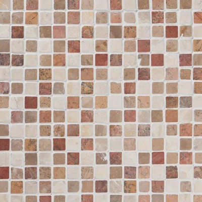 Terrakota-Erivärviline - sinepikollane-valge marmor mosaiik 20x20mm - 1