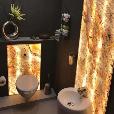 Deco kivispoon tualetis - poolläbipaistev seinaelement - 1