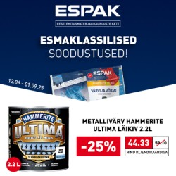 Espaki pakkumised VÄRVID JA EHITUSKEEMIA kuni 01.09. Kliki tootele ja osta kohe!