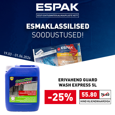 Espaki pakkumised EHITUS ja REMONT kuni 30.04. Kliki tootele ja osta kohe!