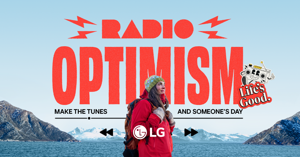 LG kampaania “Radio Optimism” aitab muusika ja tehisintellekti abil inimestel taas luua tähendusrikkaid sidemeid. Platvormil saab luua ja jagada isikupärastatud lugusid, mis sünnivad kirjeldatud emotsiooni või mälestuse põhjal. LG kampaania “Radio Optimism” aitab muusika ja tehisintellekti abil inimestel taas luua tähendusrikkaid sidemeid. Platvormil saab luua ja jagada isikupärastatud lugusid, mis sünnivad kirjeldatud emotsiooni või mälestuse põhjal.