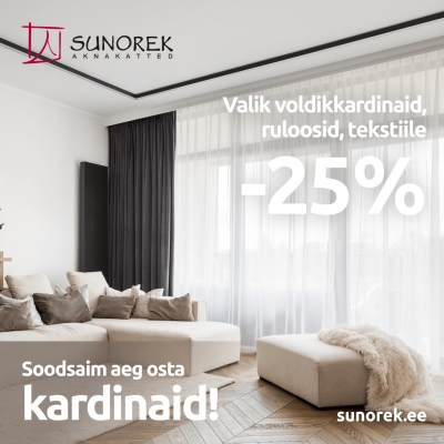 Sunorek: valik voldikkardinaid, ruloosid ja tekstiile -25%