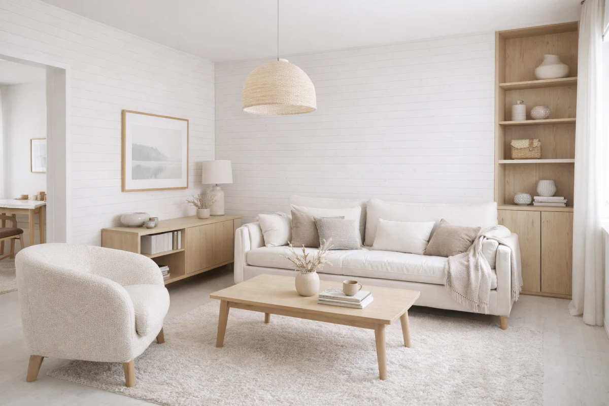 Hele ja valge puit siseviimistluses. Ajas kestev trend