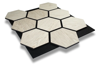 Seinapaneel Intelwood Hexagon 20x580x670mm Siberi valge tamm must vilt - 1