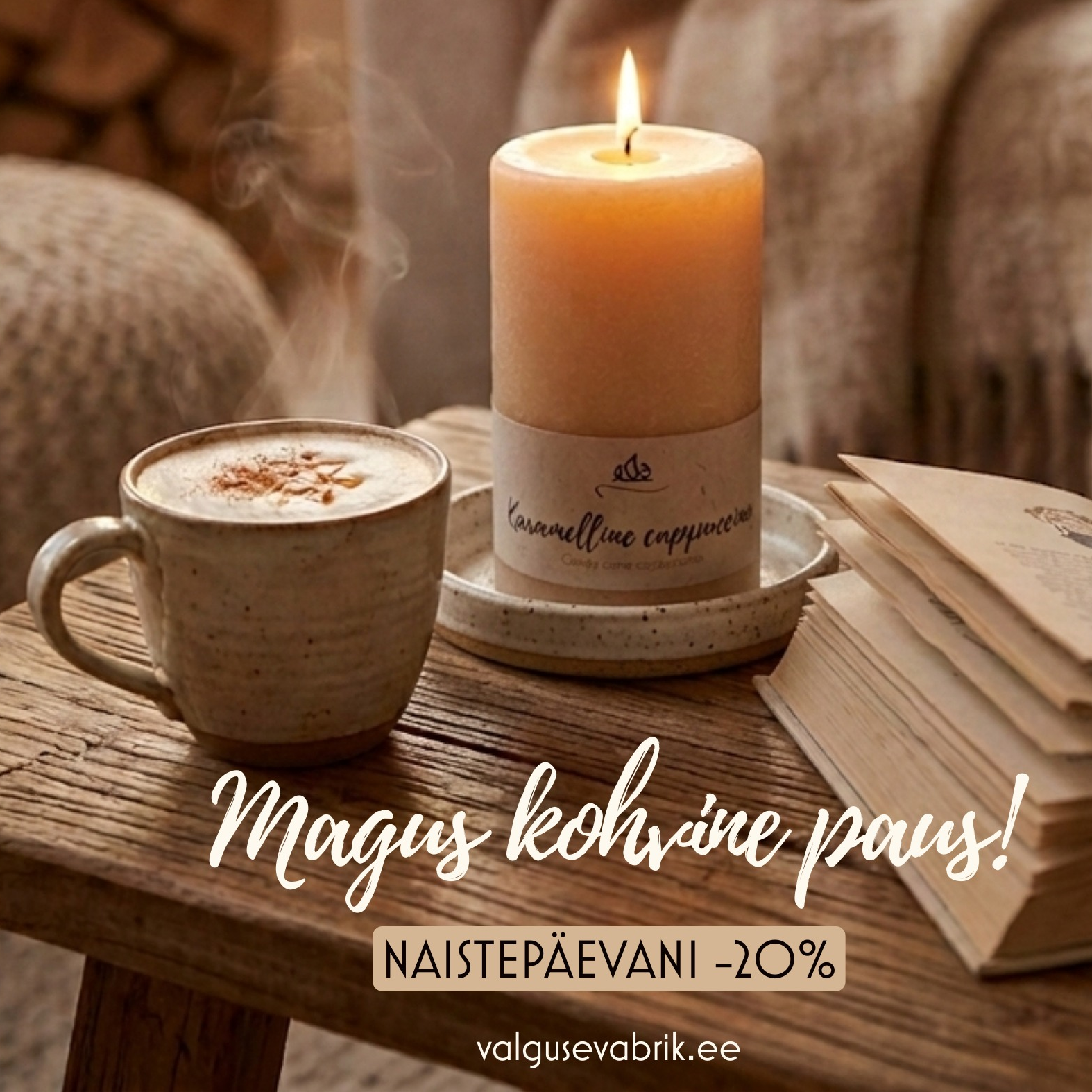 Kuni naistepäevani on kõigis suurustes „Karamelline Cappuccino“ küünlad  20% soodsamad