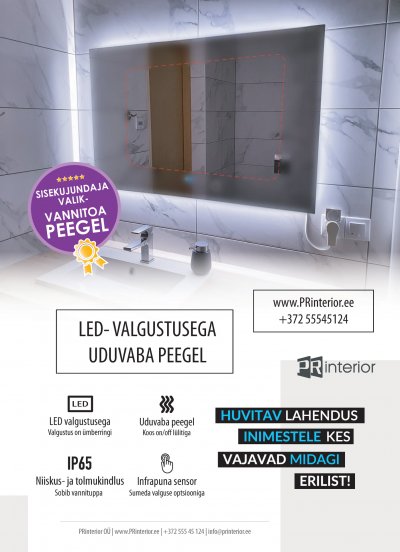 1 - LED peegel udueemaldusega