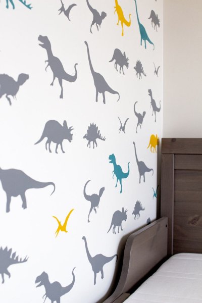 5 - dinosauruste muster lastetoa seinal