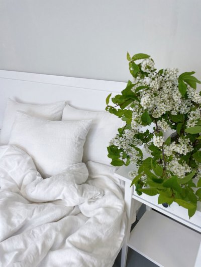4 - Linane voodipesukomplekt valge