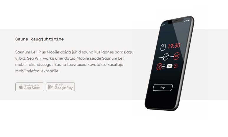 Saunum Leil Plus Mobile abiga juhid sauna kus iganes parasjagu viibid.